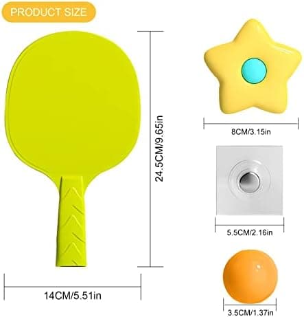 Tischtennis Trainer Set Gelb zum Aufhängen für Indoor Training, Kreatives Hänge Ping Pong Ball Spiel mit Klebehaken, Per