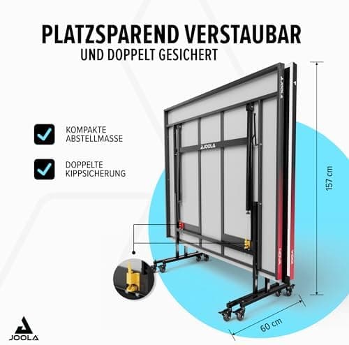 JOOLA Wetterfeste Outdoor Tischtennisplatte NOVA - klappbar und höhenverstellbar für Alle mit Netz