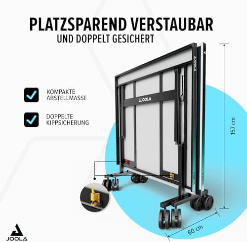 JOOLA Outdoor Tischtennisplatte NOVA - wasserdicht, klappbar, höhenverstellbar mit Netz | Ideal für Familien mit Kindern