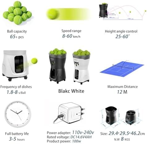 PT-Mini Pro Tennisballmaschine - professioneller automatischer Ballwerfer für Erwachsene mit Smart-App-Steuerung und Bat