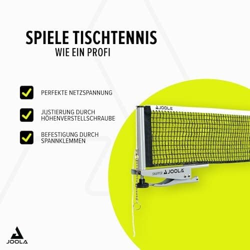 JOOLA Tischtennisnetz Höhenverstellbar mit Feststellschraube Freizeitsport Klemmtechnik - Silber/Schwarz One Size