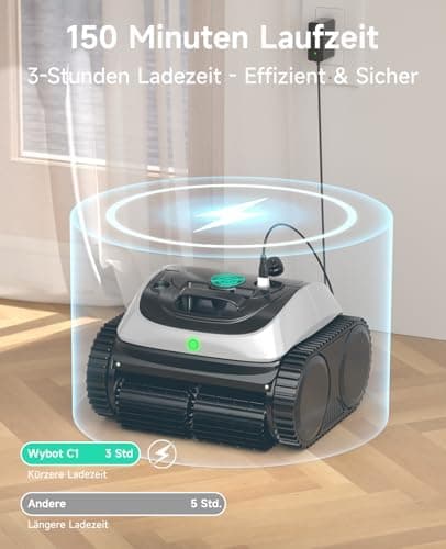 WYBOT C1 Poolroboter - Akkubetrieb, 150 Min. Kabellos, Intelligente Routenplanung für Poolreinigung