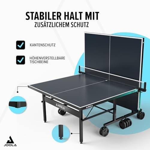 JOOLA Outdoor Tischtennisplatte NOVA - wasserdicht, klappbar, höhenverstellbar mit Netz | Ideal für Familien mit Kindern