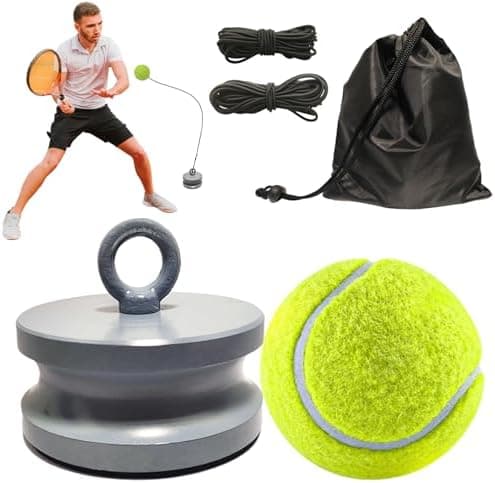 Tennis-Trainer-Set mit Hochwertigen Tennisballen und 1,2 kg Metallfuß | Innovativer Balltrainingsapparát für Kinder & Er