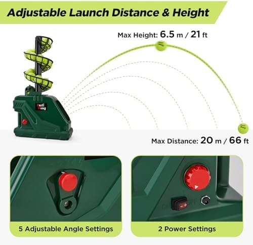Furlihong 3819BH Tennisballmaschine - Einstellbarer Wurf angle und Geschwindigkeitsinterval, Stufenlose Geschwindigkeits