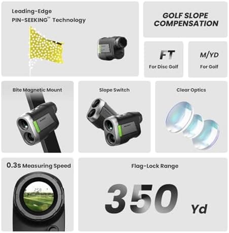 MiLESEEY Wiederaufladbarer Golf Entfernungsmesser mit Slope On/Off Schalter, ±0,5M Genauigkeit für Golfspieler, Magnetis