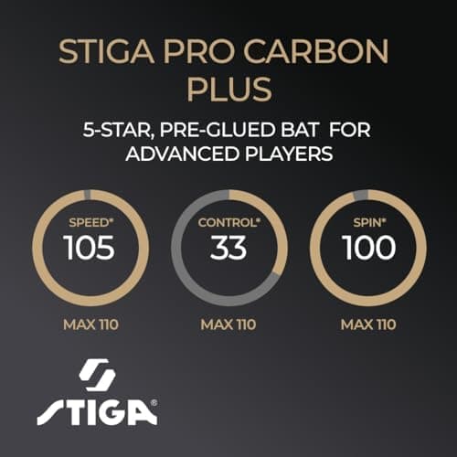 STIGA Pro Carbon Tischtennisschläger - ITTF zugelassen - Verbesserte Geschwindigkeit, Kontrolle und Komfort - Touch Carb