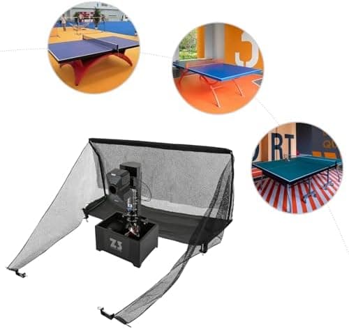 Profi Tischtennis-Trainer-Robot-Maschine für Fortgeschrittene Spieler mit Automatikwurf-Funktionsballwerfer, 40 cm x 60
