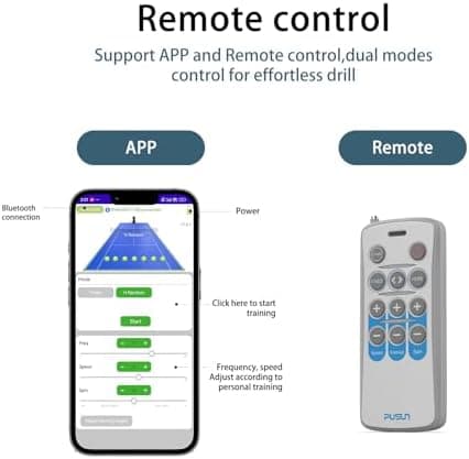 PT-Mini Pro Tennisballmaschine - professioneller automatischer Ballwerfer für Erwachsene mit Smart-App-Steuerung und Bat