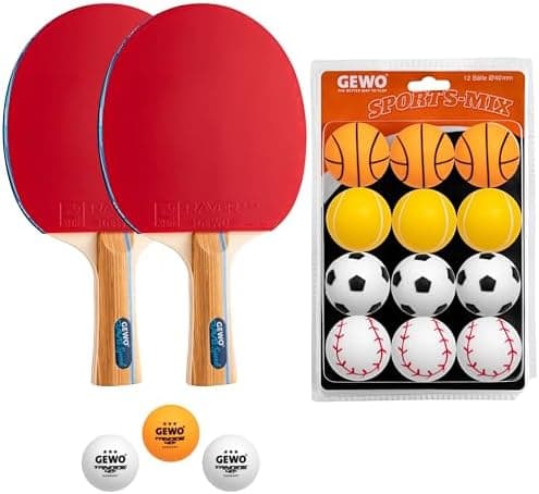 GEWO Sports-Mix Tischtennisbälle für Erwachsene - Plastik Tischtennisbälle - 12 Farbenvollerei, großformatig, perfekt fü