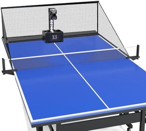 OUKANING Automatische Tischtennismaschine mit Fernbedienung & Netz, Ping Pong Ball Wurfmaschine 35-90 Balls/Min, Tischte