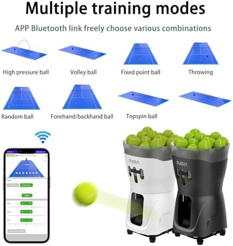 PT-Mini Pro Tennisballmaschine - professioneller automatischer Ballwerfer für Erwachsene mit Smart-App-Steuerung und Bat