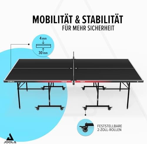 JOOLA Wetterfeste Outdoor Tischtennisplatte NOVA - klappbar und höhenverstellbar für Alle mit Netz