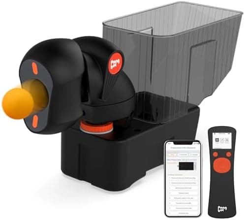 PongBot Tischtennisroboter - Steuerung per Remote und APP, 264 Übungsbohrer, anpassbares Schleudern und Ballgeschwindigk