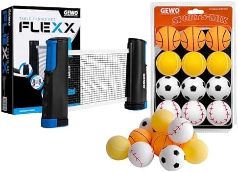 GEWO Sports-Mix Tischtennisbälle für Erwachsene - Plastik Tischtennisbälle - 12 Farbenvollerei, großformatig, perfekt fü