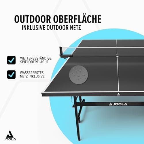 JOOLA Wetterfeste Outdoor Tischtennisplatte NOVA - klappbar und höhenverstellbar für Alle mit Netz