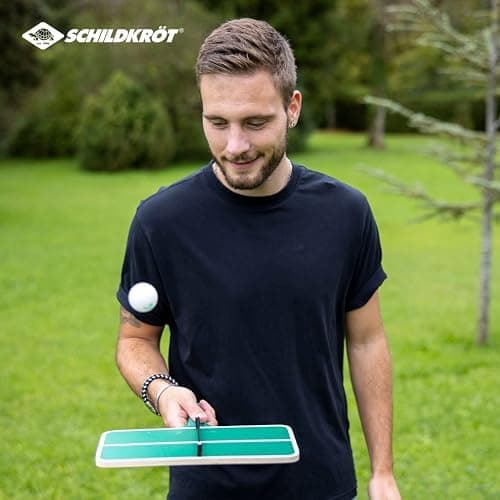 Schildkröt Ping Pong Challenge Tischtennis-Set: 1 Schläger im Form von kleinen Tischtennisplatten, inklusive Netzgarnitu