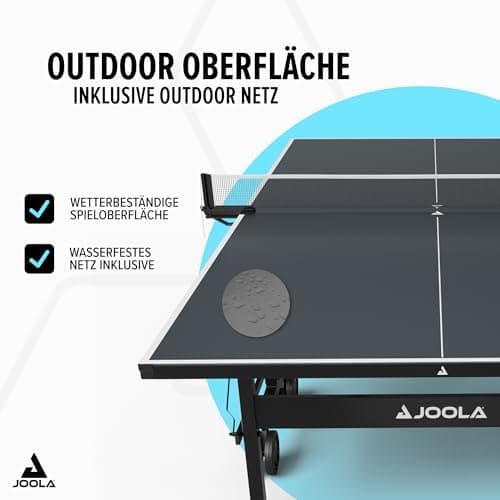 JOOLA Outdoor Tischtennisplatte NOVA - wasserdicht, klappbar, höhenverstellbar mit Netz | Ideal für Familien mit Kindern