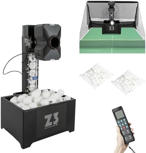 Tischtennistrainer mit Netz 36W Automatisch 100 Bälle/100 Min Fernsteuerung Perfect für Profis & Amateure Ballwurfrate 3
