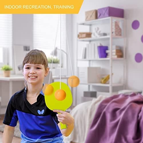Tischtennis Trainer Set Gelb zum Aufhängen für Indoor Training, Kreatives Hänge Ping Pong Ball Spiel mit Klebehaken, Per