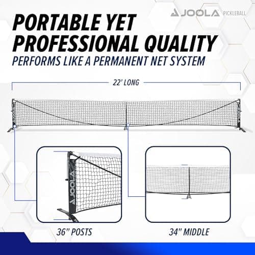 JOOLA Pickleballnetz - Robustes Stahlrahmen und strapazierfester PPVC-Netz für Outdoor/Indoor, 9 kg, 670 cm x 91,44 cm,
