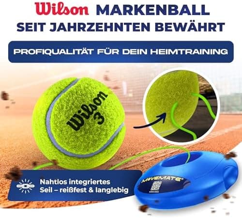 MOVEMATE Wilson® Tennisball Trainer Set | Innovativ für Kinder & Erwachsene außer Haus | Kostenlose Übungsvideos inklusi