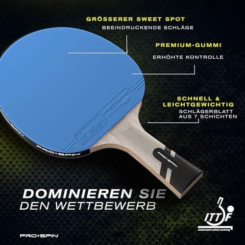 PRO-SPIN Tischtennisschläger - Premium Carbon Profischläger mit Überlegener Präzision und Spin, Profi-Obergummi, 2,0mm S
