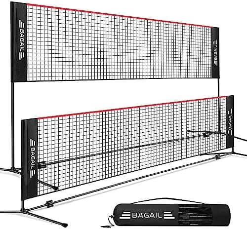 BAGAIL.Recycled Claim Standard 100% Recycling-Badmintonnetz, faltbares Nylonnetz, höhenverstellbarer Ständer und Trageta
