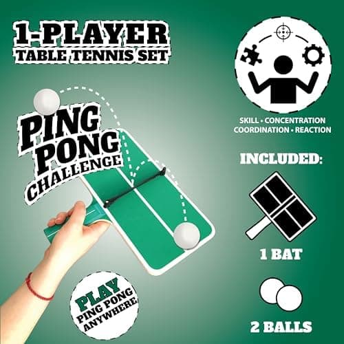 Schildkröt Ping Pong Challenge Tischtennis-Set: 1 Schläger im Form von kleinen Tischtennisplatten, inklusive Netzgarnitu