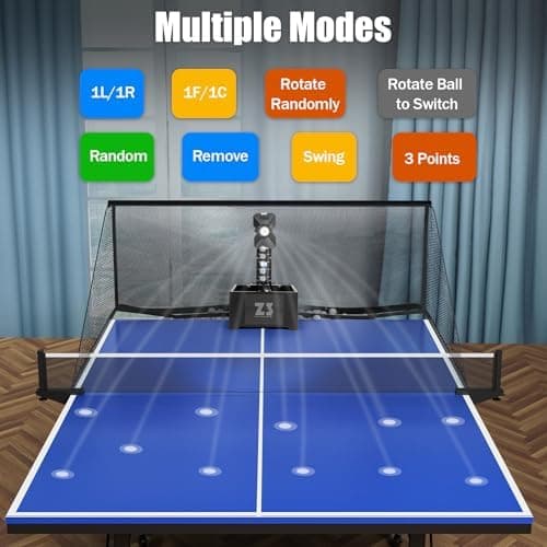 OUKANING Automatische Tischtennismaschine mit Fernbedienung & Netz, Ping Pong Ball Wurfmaschine 35-90 Balls/Min, Tischte
