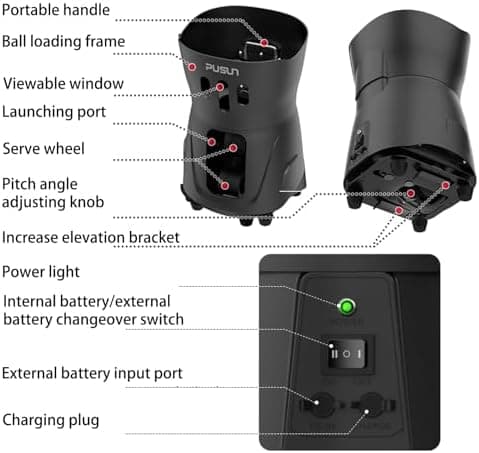 PT-Mini Pro Tennisballmaschine - professioneller automatischer Ballwerfer für Erwachsene mit Smart-App-Steuerung und Bat
