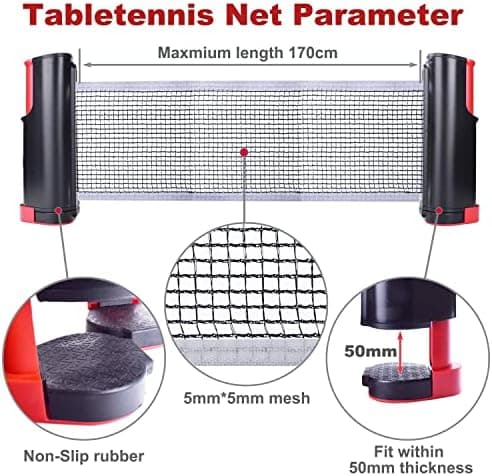 Sportout Justierbares Tischtennisnetz - Ideal für Spieler aller Niveaus - Reisebare Design - Max. Breite 170 cm
| Sport