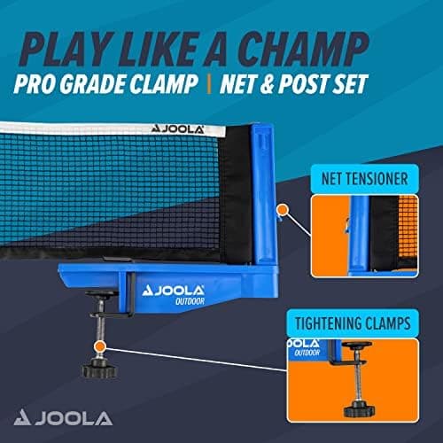 Jooola Tischtennisnetz Outdoor - Verstellbare Netzspannung & Praktische Tasche, Freizeitsport, Blau, One Size