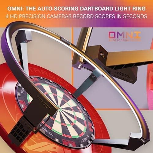 TARGET Darts Omni Dartboard mit Punktezählkamera und LED-Beleuchtung | Ideal für Dartsfans in deraison | Dartscheibe mit