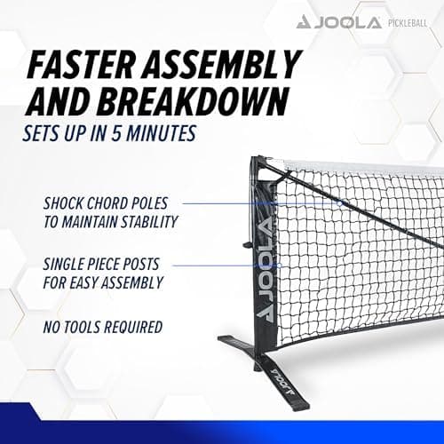JOOLA Pickleballnetz - Robustes Stahlrahmen und strapazierfester PPVC-Netz für Outdoor/Indoor, 9 kg, 670 cm x 91,44 cm,