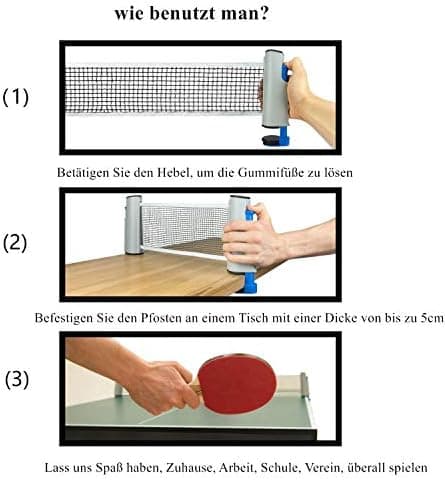 Tischtennisnetze Einziehbar - perfekt für Alle Altersgruppen im Zuhause, Club oder Schule - Regulierbare Länge 175 x 14,