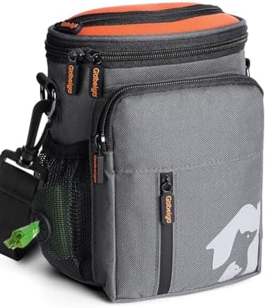Gobeigo Leckerli-Tasche für Hunde + 8 Tassen und Trainings-Clicker + integrierter Kotbeutelspender + 3-Weg-tragbarer Out