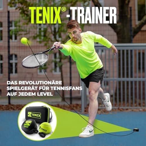 TENIX® Tennis-Trainer Set mit Power-Grip-System für Kinder & Erwachsene | Tennis alleine im Hof, im Park, auf dem Tennis
