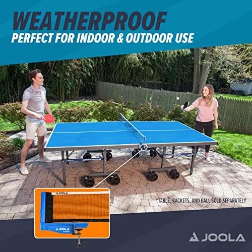 Jooola Tischtennisnetz Outdoor - Verstellbare Netzspannung & Praktische Tasche, Freizeitsport, Blau, One Size