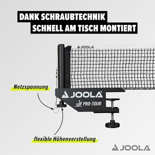 Joola Unisex - Erwachsene Post-Set Pro Tour Tischtennisnetz, Schwarz, 152cm, Schnellinstallierbar, Hochwertig