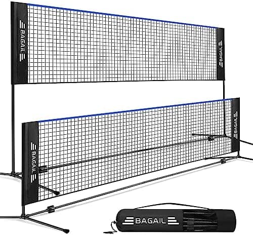 BAGAIL.Recycled Claim Standard 100% Recycling-Badmintonnetz, faltbares Nylonnetz, höhenverstellbarer Ständer und Trageta