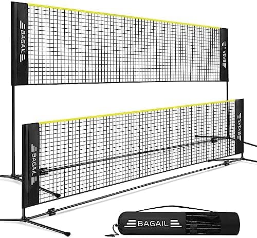 BAGAIL.Recycled Claim Standard 100% Recycling-Badmintonnetz, faltbares Nylonnetz, höhenverstellbarer Ständer und Trageta
