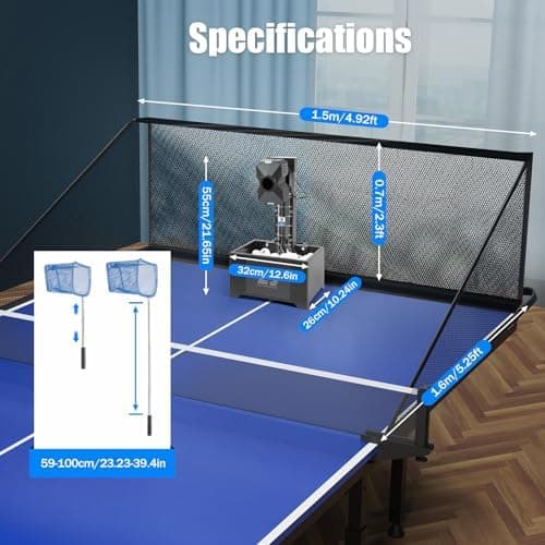 OUKANING Automatische Tischtennismaschine mit Fernbedienung & Netz, Ping Pong Ball Wurfmaschine 35-90 Balls/Min, Tischte