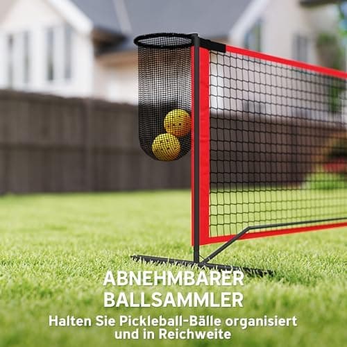 SPORTNOW Pickleball-Netz tragbares Set für Outdoor-Spieler mit Netz, Ballaufsammler, Vier Bälle und Spielfeldmarkierungs