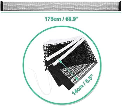 Sourcing Map Schwarz 1,75 Meter Langes Tischtennisnetz für alle Tische, robustes Nylon-Ersatznetz, tragbares Ping Pong N