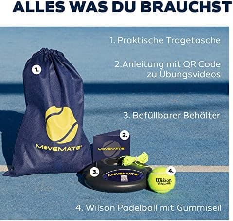 MOVEMATE Padel-Trainer Set mit Wilson® Padelball | innovatives_ballspiel_für_draußen | Kinder&Erwachsene|Garten_Park_Übu
