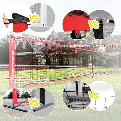 SPORTNOW Pickleball-Netz tragbares Set für Outdoor-Spieler mit Netz, Ballaufsammler, Vier Bälle und Spielfeldmarkierungs