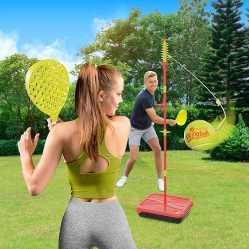 Klassischer Swingball All Surface Echter Tennisball Meisterschaftsschläger Rot und Gelb 6+ bis Erwachsene Tennisspiel