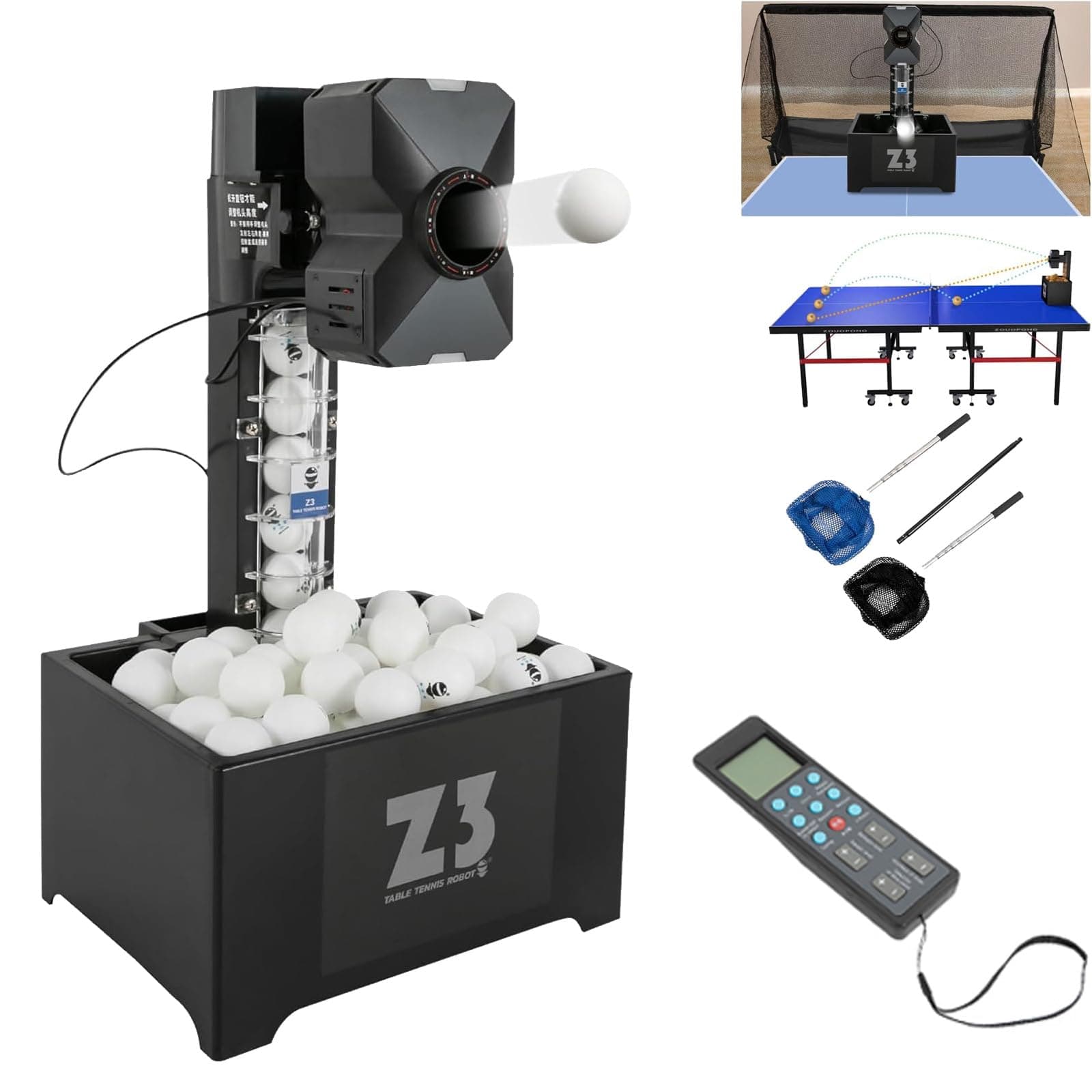 Automatische Tischtennis Ballmaschine mit Fernbedienung
| Ping Pong Roboter Ballmaschine mit Netz
| Tischtennis Roboter