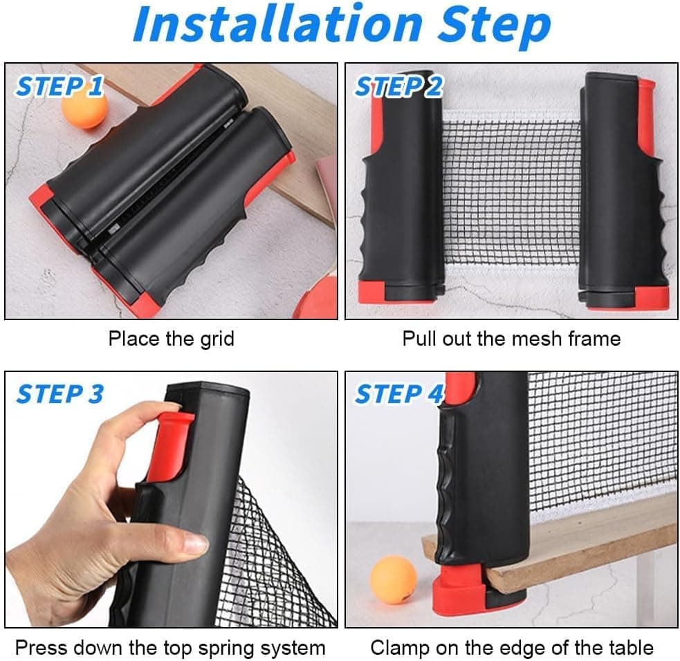 Flintronic Ausziehbares Tragbares Tischtennisnetz für Outdoor und Indoor, ideal für alle Tische, Maximale Länge 170 cm